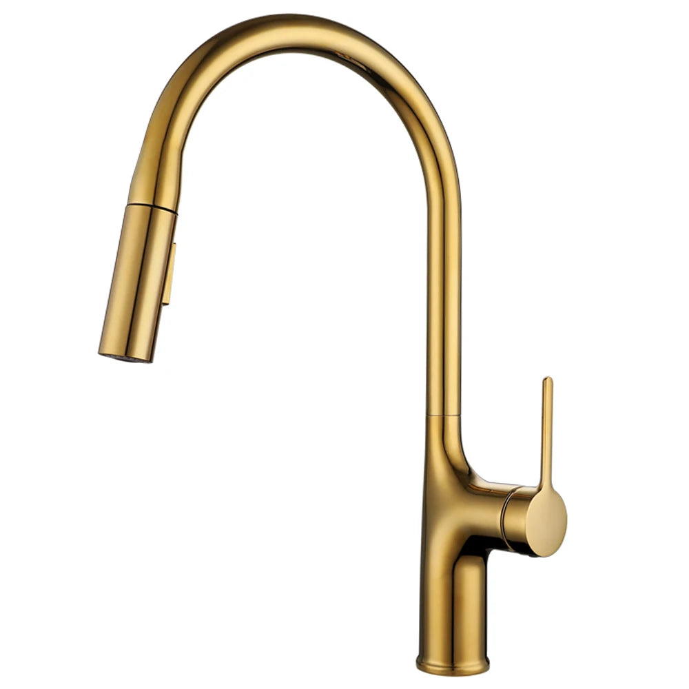 Bagnolux Titanium Black Brushed Deck Mounted Kitchen Faucet Two Function Single Handle Pull Out Mixer Hot and Cold Water Taps