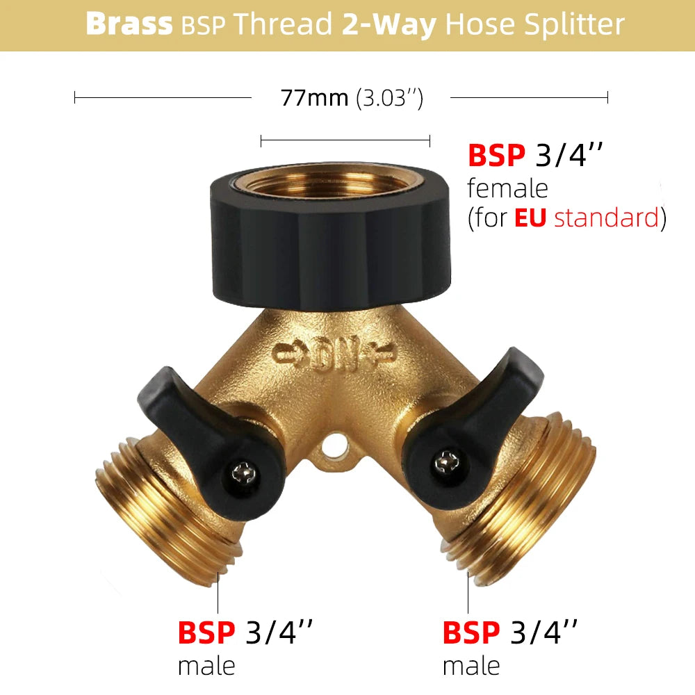 1PC BSP NPT 3/4" 4-Way Brass Plastic Garden Hose Splitter Y-Type Watering Connector Distributor For Outdoor Tap Faucet Adapter