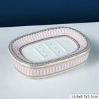 Nordic Home And Hotel Gold Inlay Double Layer Soap Holder Bathroom Ceramic Soap Dish With Drain Porte Savon держатель для мыла
