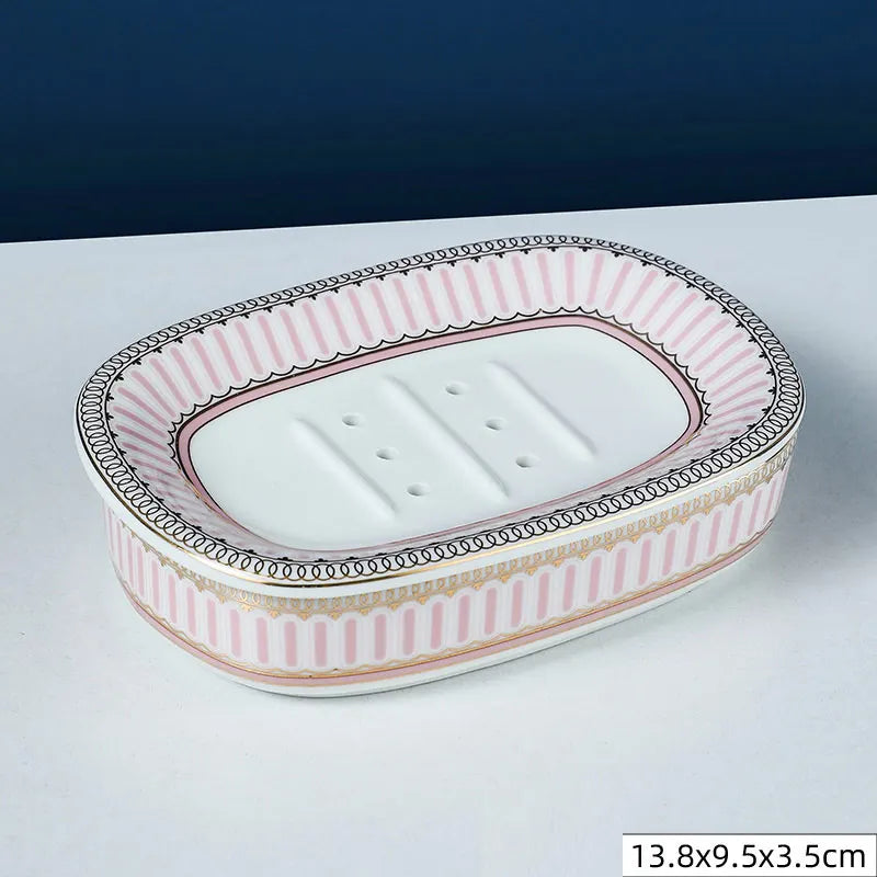 Nordic Home And Hotel Gold Inlay Double Layer Soap Holder Bathroom Ceramic Soap Dish With Drain Porte Savon держатель для мыла
