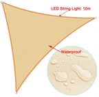 3x3x3M Triangle Sun Shelter Shade Sail LED Light String Awnings Outdoor Romantic Warm Waterproof gazebo garden YARD sail awning