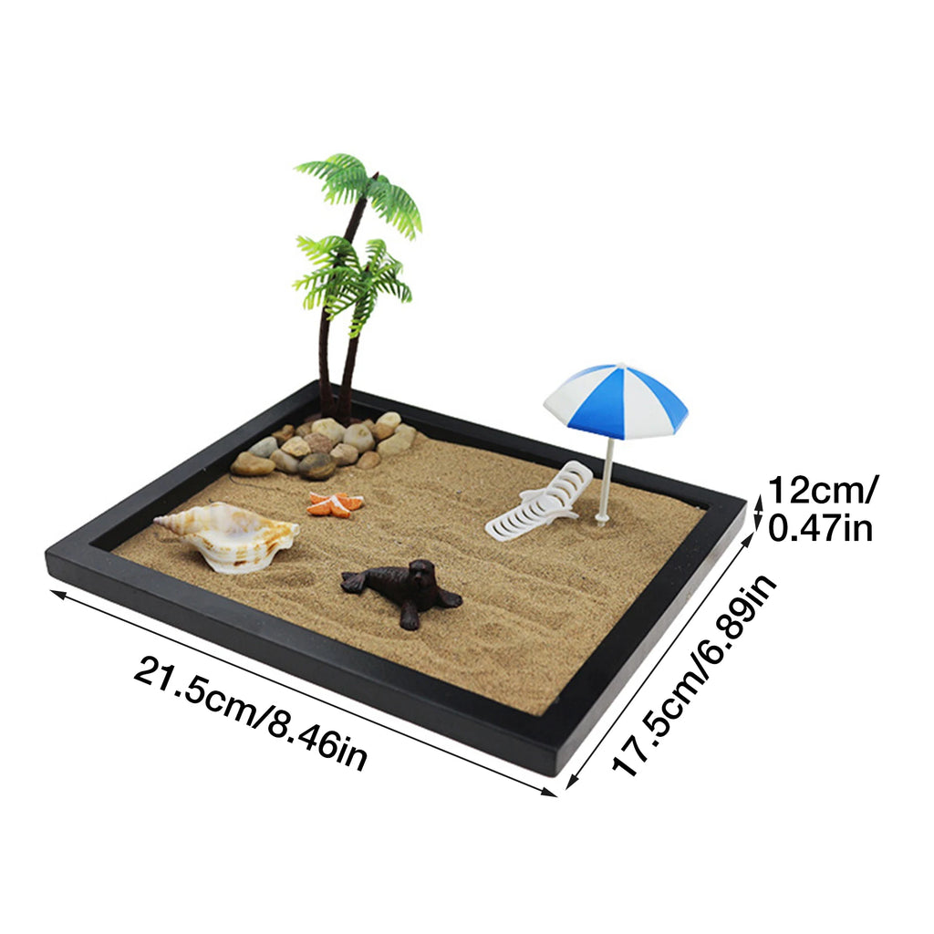 Japanese Desktop Zen Garden Kit Mini Zen Garden Sand Box Tabletop Home Decor Gift For Home Office Decoration Child Gifts