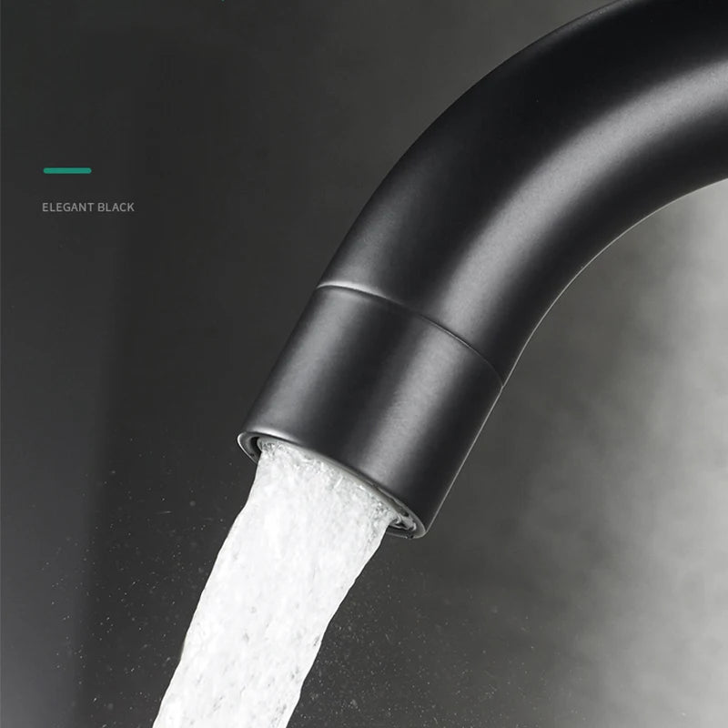 Dfrkjhre Bathroom Basin Faucet Matte Black Series for Sink Vessel Stainless Steel Hot and Cold Water Mixer Tap Crane