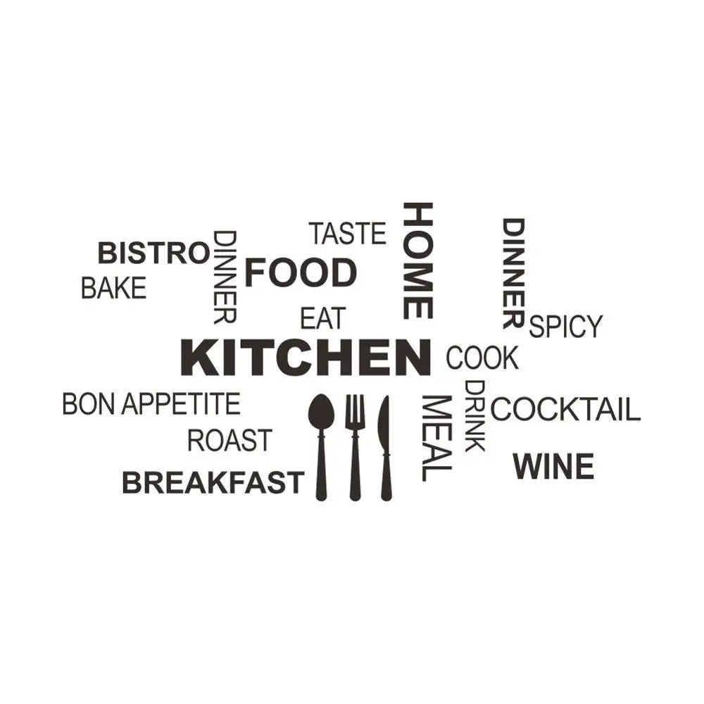 Creative Kitchen Text Wall Stickers For Kitchen Table Background Decoration Mural Restaurant Room Home Decor Removable Wallpaper