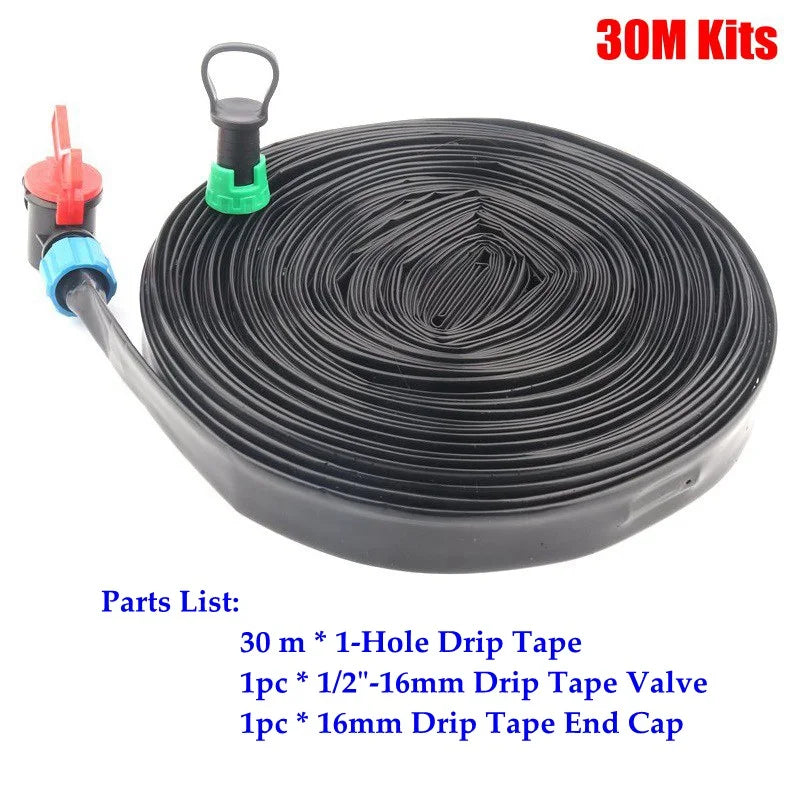 5~50m Drip Irrigation System Rain Drip Tape Farm Greenhouse Home Garden Plants Trickle Irrigation Drip Hose Emitter Inside