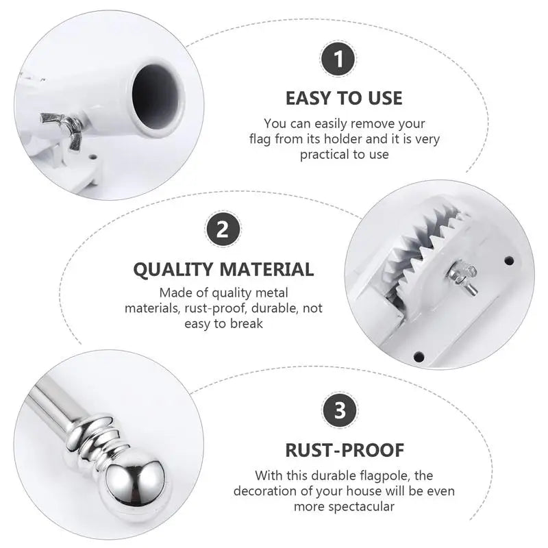 Flagpole Kit 1 Set 1.8 Meter Flag Pole with Flag Pole Holder Kit Wall Mount Flagpole for Indoor and Outdoor Use