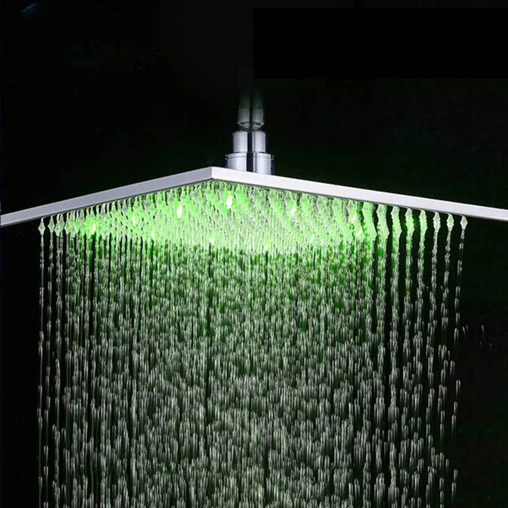 304 Stainless Steel 16 Inch Rain Shower Head Square Led Light Shower Faucet 40cm Rain Shower multiple styles Bathroom Faucet