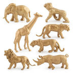 7pcs Gold Version Simulation Animal Model Wildlife Zoo Park Fake Lion Giraffe Elephant Ornament For Kids Xmas Gift Forest Toys