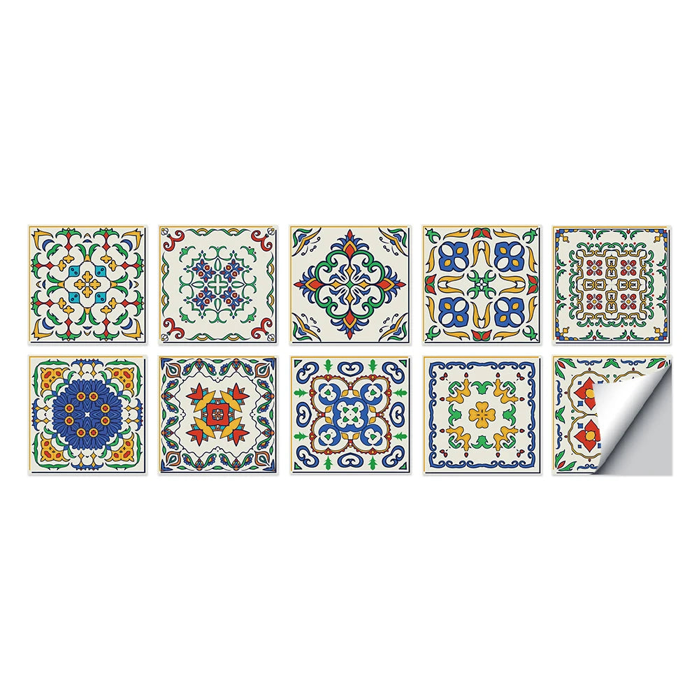 Tile Stickers Waterproof Kitchen Retro Moroccan Self Adhesive Bathroom Decal Vinyl Peel And Stick Wall Decoration Wallpaper