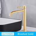Quyanre Black Chrome Tall Basin Sink Faucet Slim Bathroom Washbasin Water Mixer Tap Hot Cold Water Basin Crane Tap Bathroom Tap
