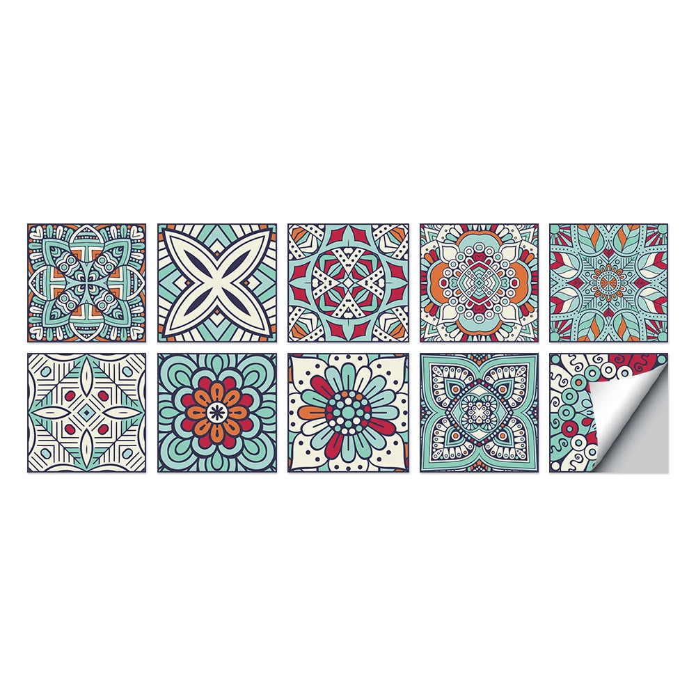 Tile Stickers Waterproof Kitchen Retro Moroccan Self Adhesive Bathroom Decal Vinyl Peel And Stick Wall Decoration Wallpaper