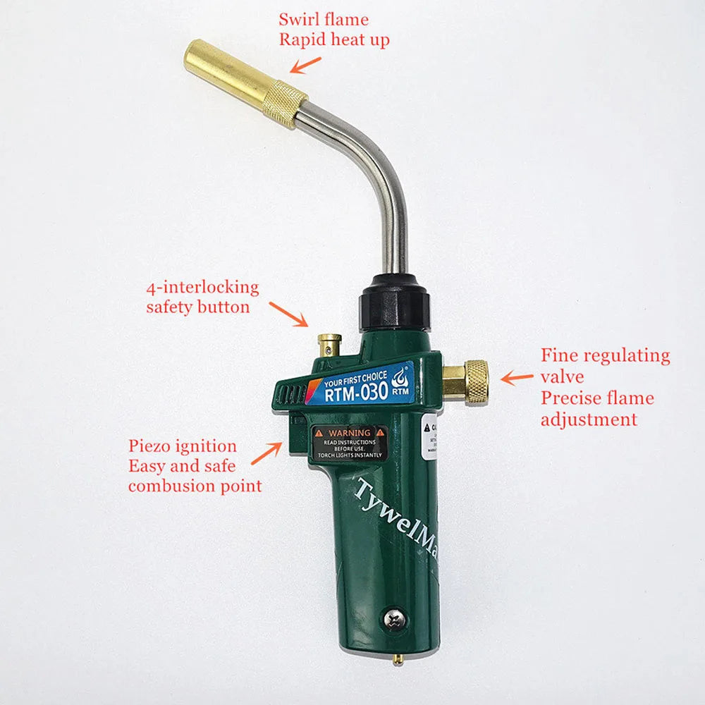 Mapp Torch Braze Welding MAPP Propane Gas Gun Heater Burner w Self Ignition CGA600 for Copper Aluminum Pipe Welding BBQ Heating