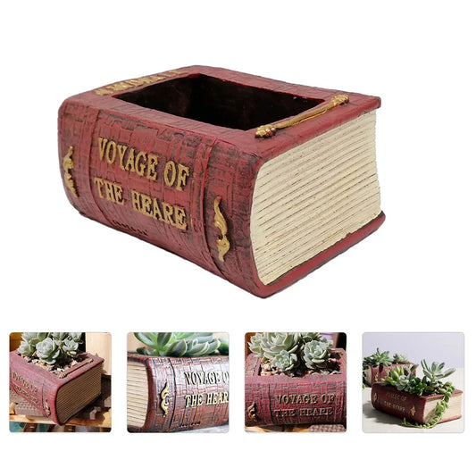 Mini Resin Book Design Flowerpot Bonsai Plant Container Desktop Decor Garden Balcony Office Decoration Gift Friends Indoor