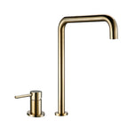 Smesiteli 360 Degree Swivle Kitchen Faucet Solid Brass Double Hole Single Handle Matt Black L-Shaped Kitchen Wash Basin Faucet