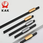 KAK Fashion Black Kitchen Cabinet Handles Aluminum Alloy Cupboard Door Pulls Gold Drawer Knobs Long Furniture Handle Hardware