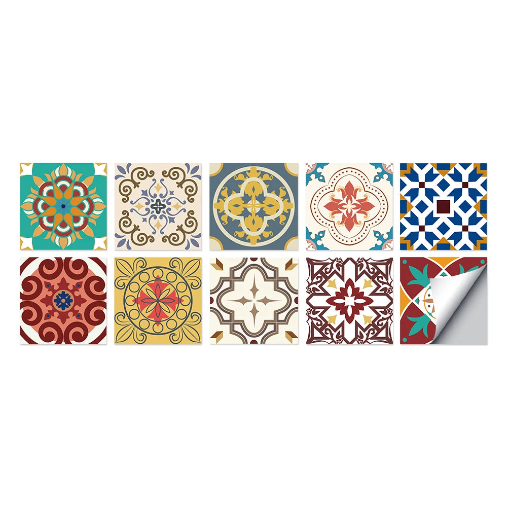 Tile Stickers Waterproof Kitchen Retro Moroccan Self Adhesive Bathroom Decal Vinyl Peel And Stick Wall Decoration Wallpaper