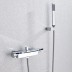 Bathroom Tub Faucet Single Handle Waterfall Spout Mixer Tap with Hand Shower Wall Mounted Bath Faucet Bathtub Faucet Water Mixer