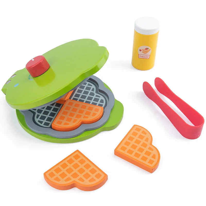DIY Wooden Kitchen Toy Pretend Play Simulation Model Set Coffee Machine Cooking Educational Toys Gift For Children Kids Girls
