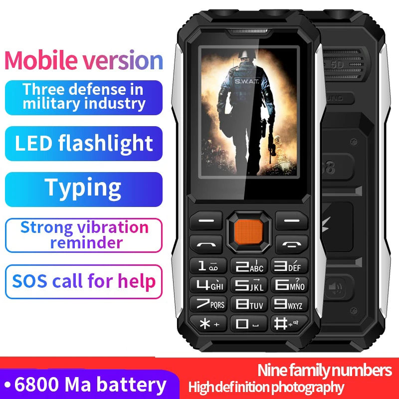 Slim Rugged Outdoor Phone - Dual SIM, Big Button, Long Standby