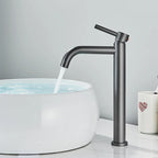 Quyanre Black Chrome Tall Basin Sink Faucet Slim Bathroom Washbasin Water Mixer Tap Hot Cold Water Basin Crane Tap Bathroom Tap