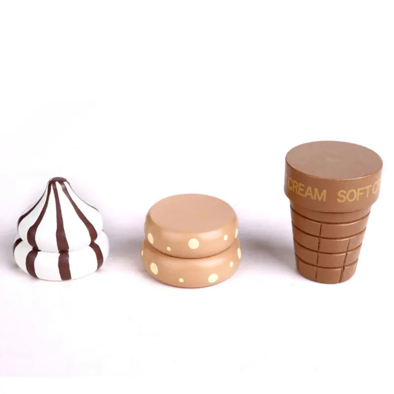 Wooden kitchen toy pretend play house ice cream food toy children play house toy simulation kitchen magnetic food gift for kids