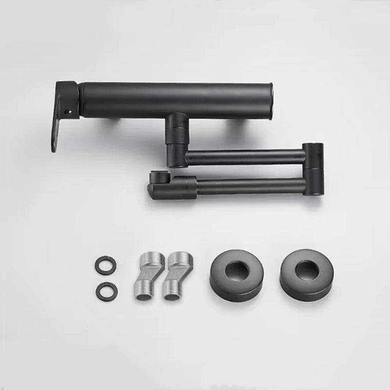 Telescopic Folding Kitchen Faucets Black Brass 360 Rotate Wall Mounted Bathroom Hidden Faucet Fold-able Crane Sink Mixer Tap