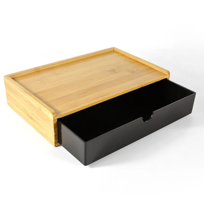 2025 New Bamboo Hotel Toiletries Storage Organizer Pull-out Hotel Room Tooth Set Storage Box #0103