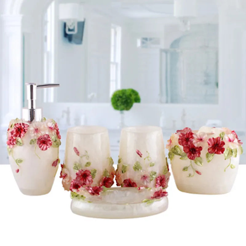 Resin Bathroom Set, Multi Models, Optional, Set of 5 Pieces, Toiletries Kit, Bathroom Accessories