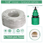 10/20/25/30/50 Meter 4/7mm Garden Water Hose 1/4" Quick Connector PVC Irrigation Tubing Black White Blue Green Transparent Pipe