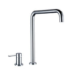 Smesiteli 360 Degree Swivle Kitchen Faucet Solid Brass Double Hole Single Handle Matt Black L-Shaped Kitchen Wash Basin Faucet