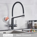 Matte Black Kitchen Sink Faucet Tap Pure Water Filter Mixer Crane Dual Handles Purification Kitchen Hot and Cold Water Tap