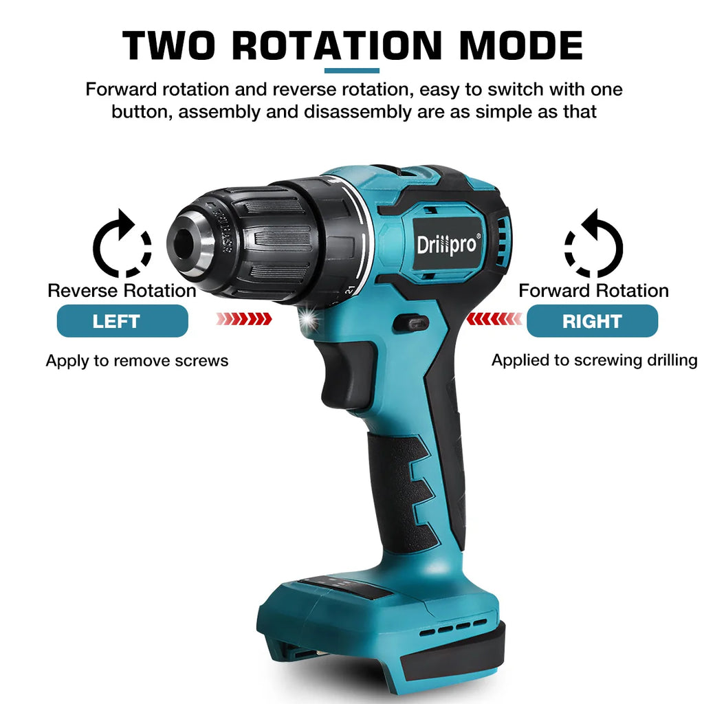 Drillpro 90N.m Cordless Electric Screwdriver Rechargeable  DIY Wireless Power Driver Tools For Makita 18V Battery