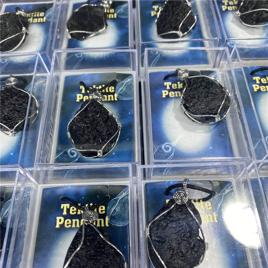 Hi-end Natural Stone Meteorite Black Tektite Specimen Spiritual Energy Stone Crystal Healing