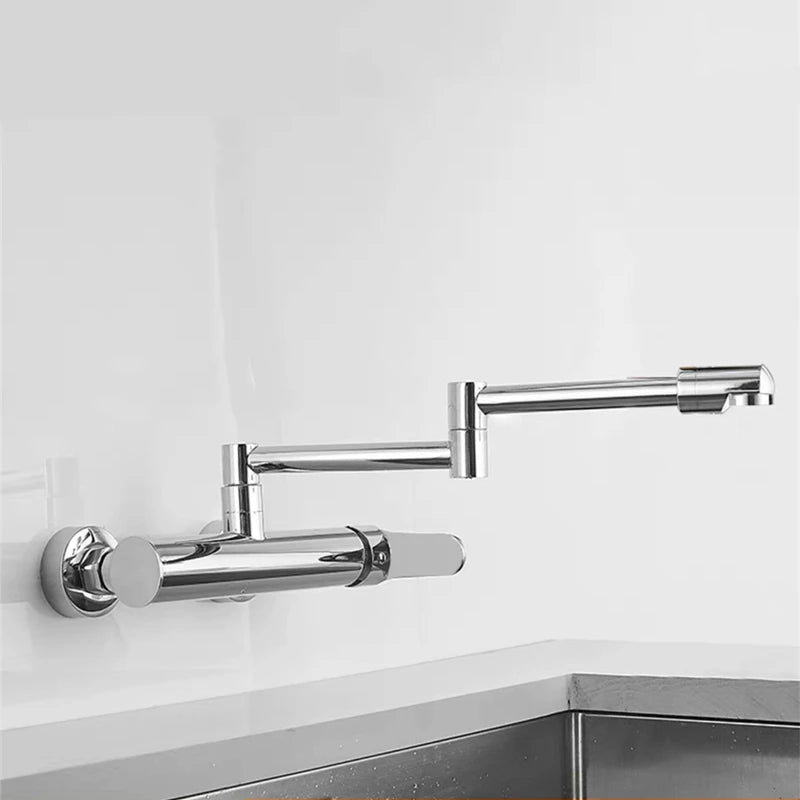 Telescopic Folding Kitchen Faucets Black Brass 360 Rotate Wall Mounted Bathroom Hidden Faucet Fold-able Crane Sink Mixer Tap