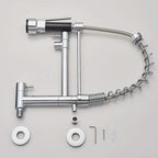 Chrome Black Pull Down Kitchen Faucet Single Cold Water Dual Swive Spout Mixer Wall Mounted Faucet 360 Rotation Bathroom Tap