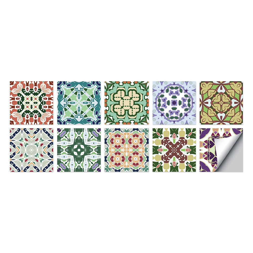 Tile Stickers Waterproof Kitchen Retro Moroccan Self Adhesive Bathroom Decal Vinyl Peel And Stick Wall Decoration Wallpaper