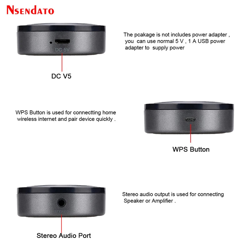 M5 AudioCast for Airplay Wireless Music Audio Speaker Receiver 2.4G WIFI Hifi Music for DLNA Airplay Adapter Spotify Streamer