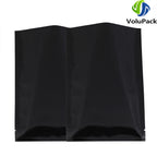 Reusable Metallic Mylar Organizer Bags, Open Top Pouches, Vacuum Heat Seal, Smell Proof Packaging Bags, Glossy Black
