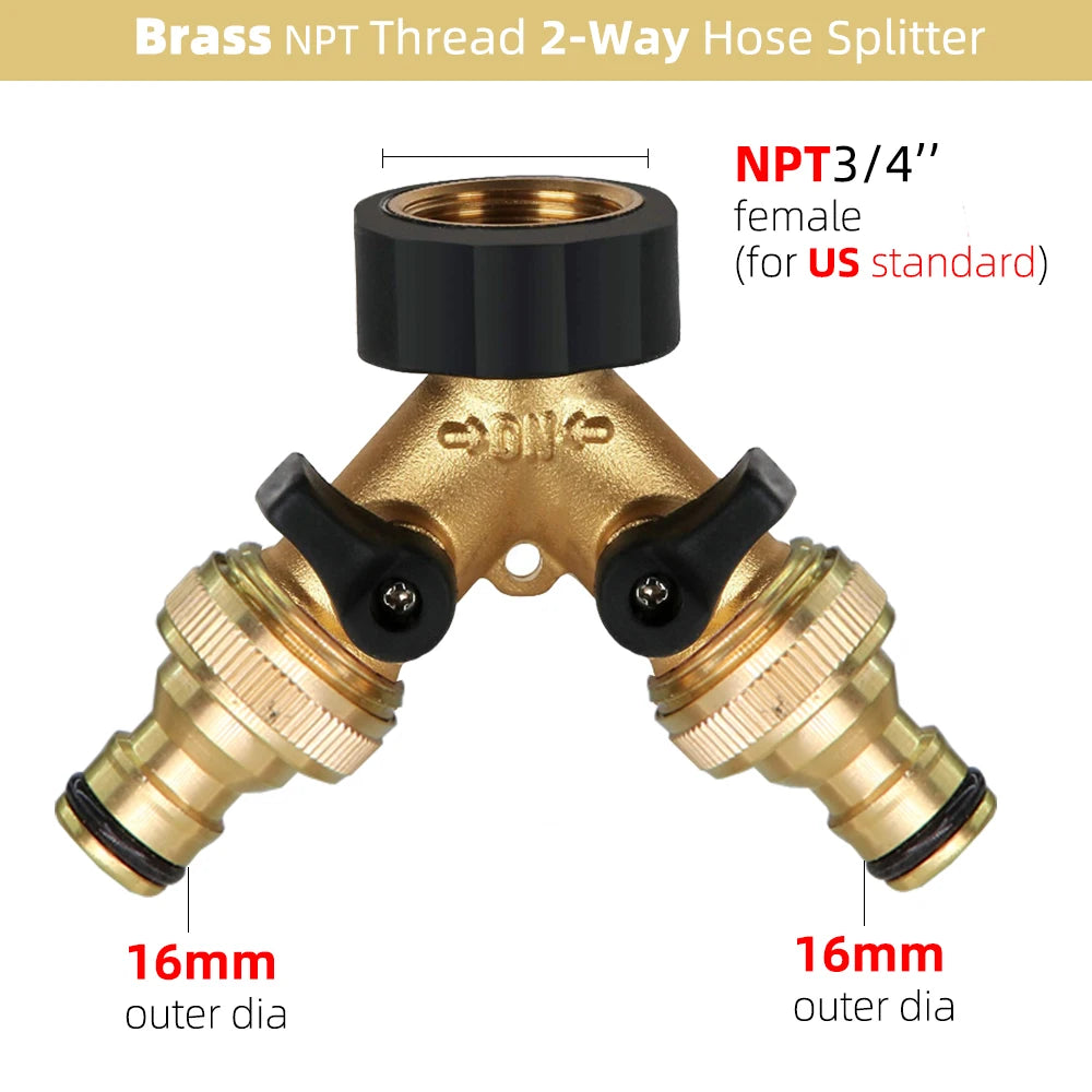 1PC BSP NPT 3/4" 4-Way Brass Plastic Garden Hose Splitter Y-Type Watering Connector Distributor For Outdoor Tap Faucet Adapter