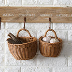 Kitchen Organizer Wall Hanging Storage Basket Woven Basket Decorative Flower Organizer Kitchen Tableware Fruit Vegetable Storage