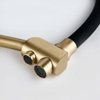 Pull Out Kitchen Faucet Double Handle Single Hole Mixer Tap Hot And Cold With Filter Water Brushed Gold Alba Black