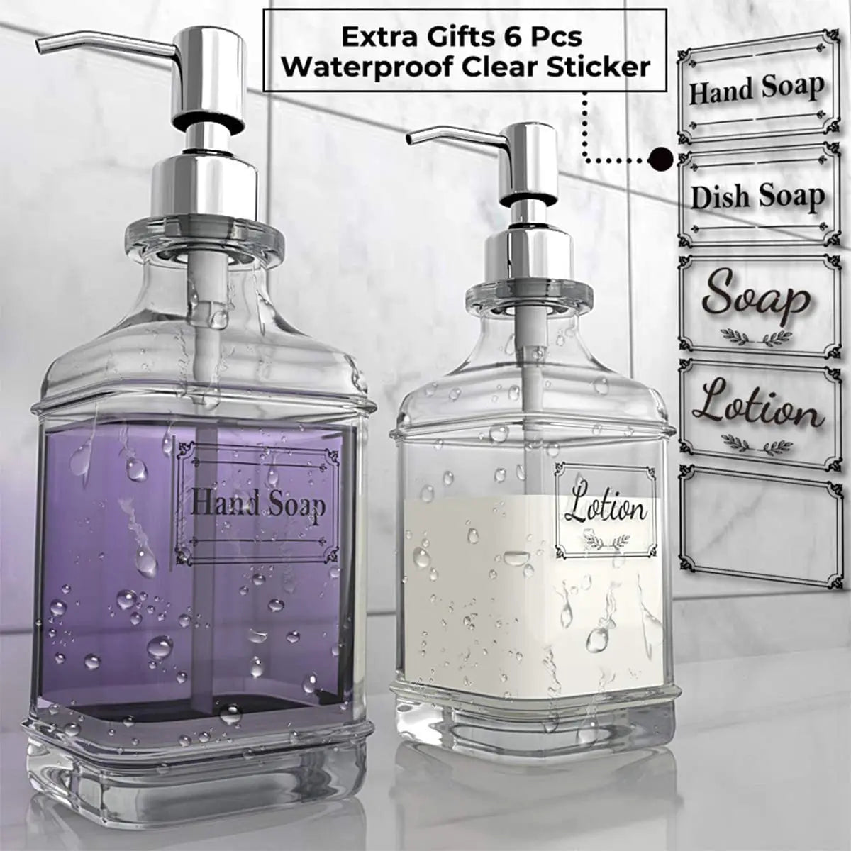 300/550Ml Soap Dispenser High Quality Antique Thick Clear Glass Hand Soap Dispenser Stainless Steel Pump Bathroom Bottles Tool
