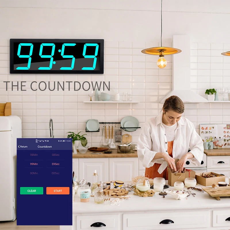 Smart Digital Wall Clock with APP Control & Alarm