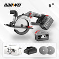 NANWEI 6" cordless brushless circular saw Rechargeable woodworking portable electric saw cutter circular saw