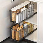 Pull Out Cabinet Organizer Slide Out Drawer Storage Shelves Cupboard Organiser Sliding Cabinet Basket for Kitchen No Drilling