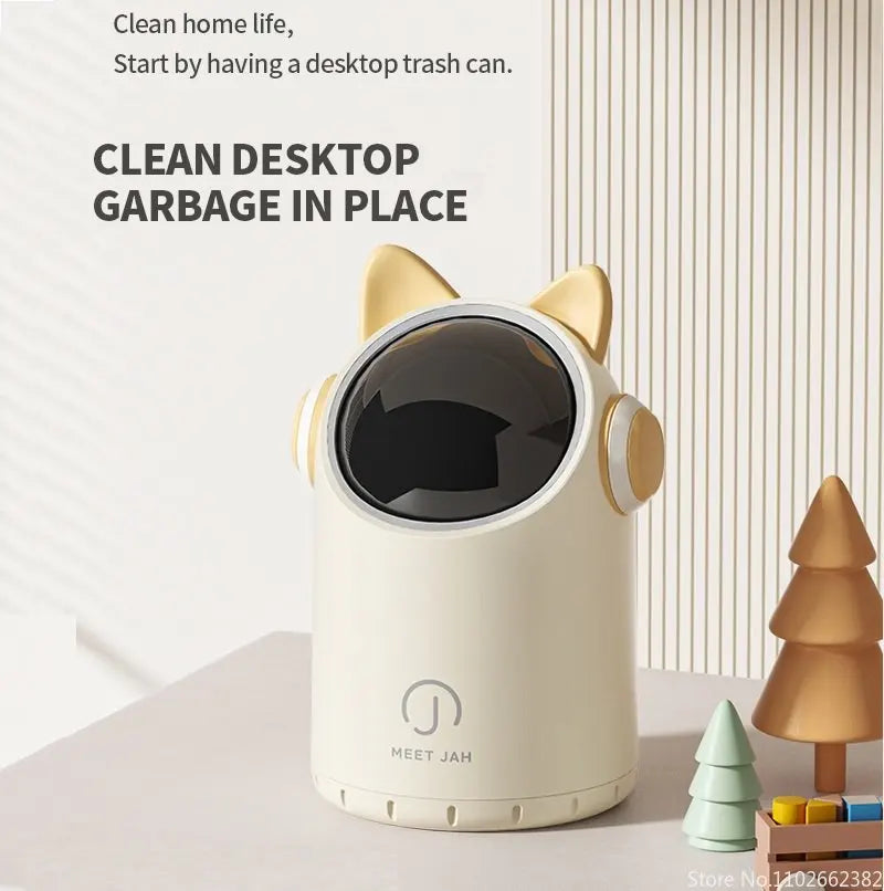 Intelligent Sensor Desktop Waste Bin for Home Office Children Bathroom Mini Small Size Bucket  Anti Pinching Light Waste Bin