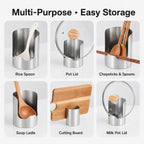 Stainless Steel Lid and Utensil Holder, Multipurpose Kitchen Organizer for Spoons, Ladles, Cutting Boards