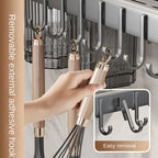 Wall-mounted knife rack for kitchen, multifunctional, no drilling required, knife and utensil holder, chopstick tube, integrated