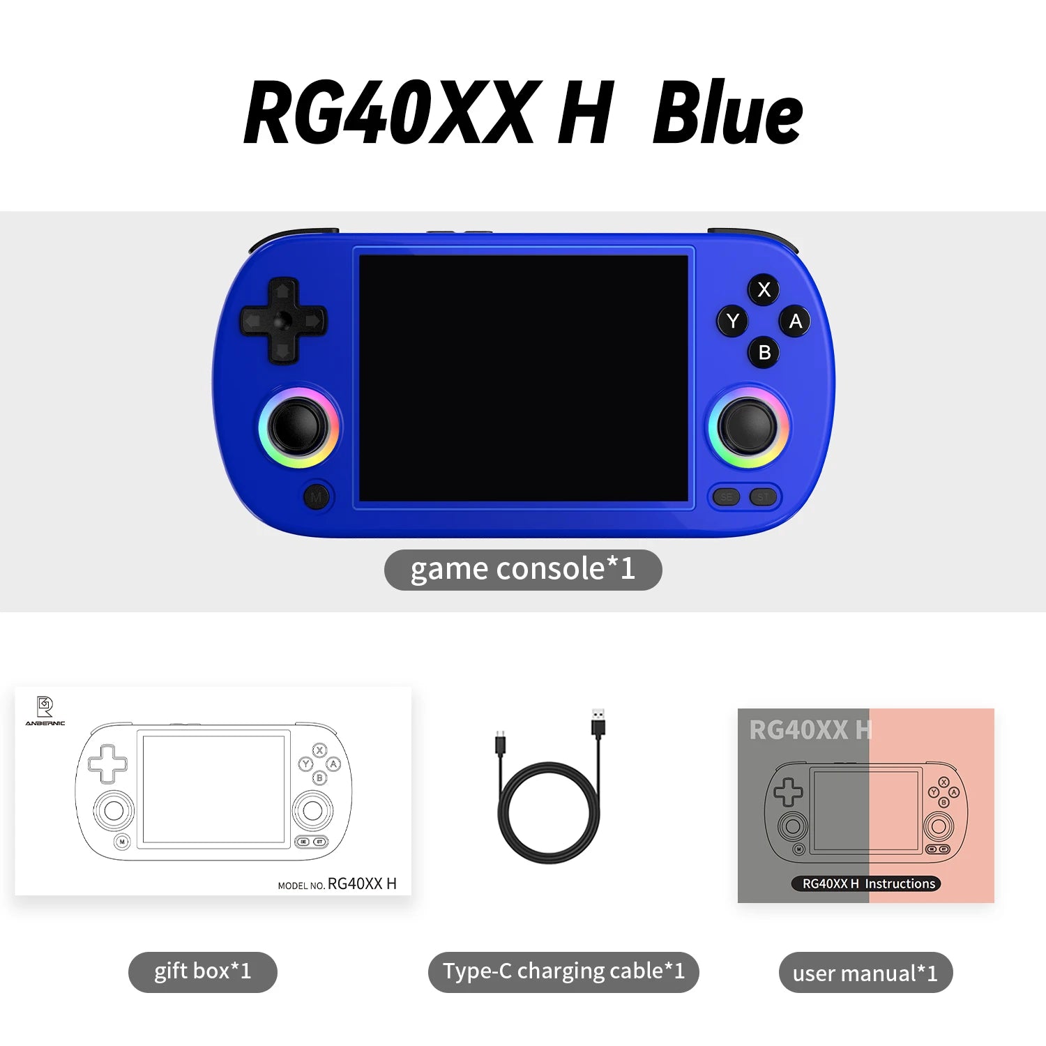 RG40XX H Handheld Game Console - 4.0" IPS Screen, Linux Retro Gaming 5K+ Games, RGB Light | AlluCanFind