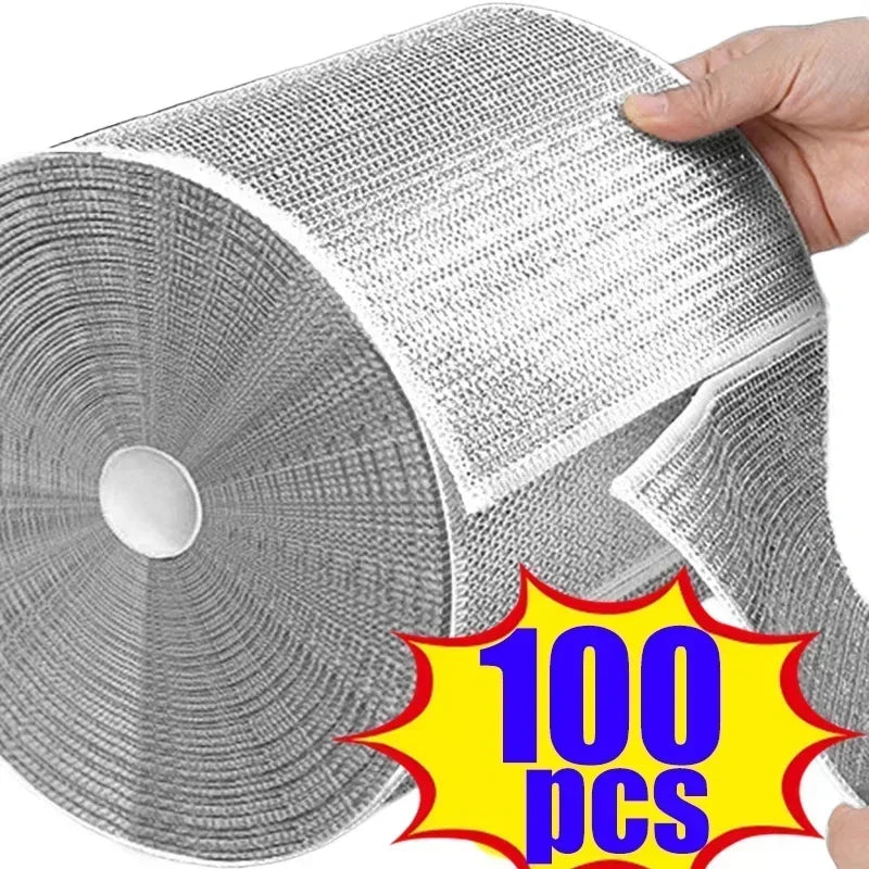 10-100pcs Steel Wire Rags Cloth Home Kitchen Pot Pan Dishwashing Double-sided Dishcloth Cleaning Cloths Scrubber Towel Wholesale